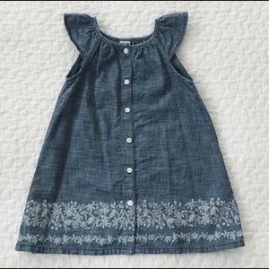 Gap Chambray Dress with Floral Print Trim. 2t